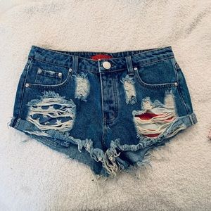 American Flag Jean Shorts. Size Medium.